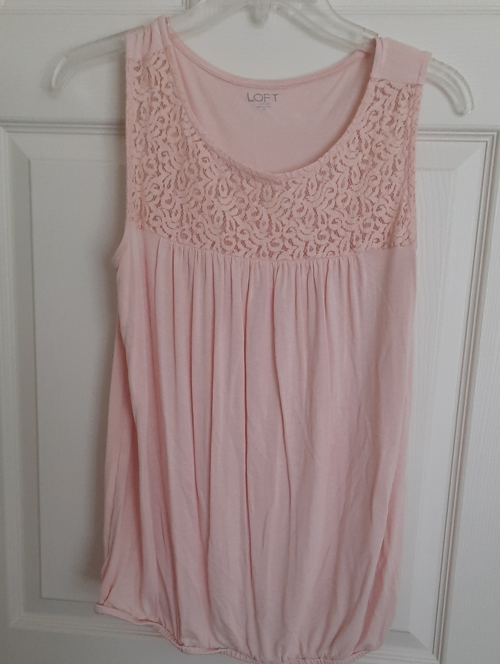 LOFT Light Pink Lace Yoke Sleeveless Tank